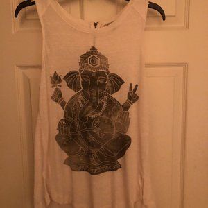 Lucky Brand White Ganesha YogaTank top